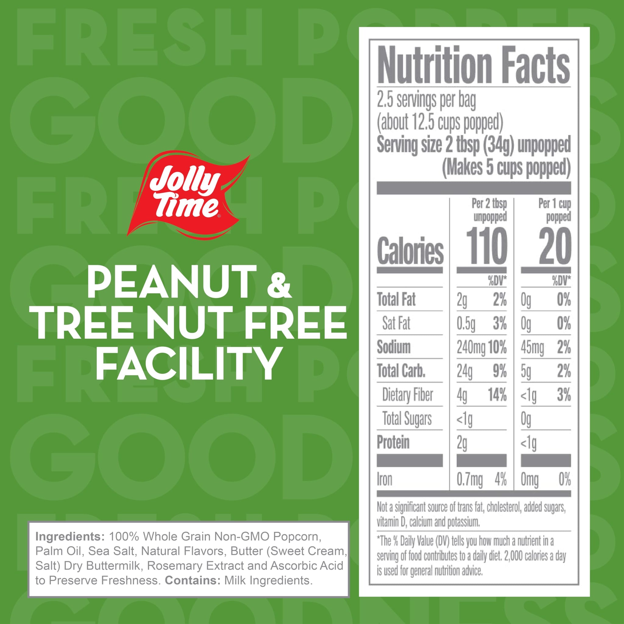 Jolly Time Healthy Pop Buttery Microwave Popcorn, Low Fat Gluten Free Non-GMO, 3oz Sharing Bag, 3 Bags Per Carton (Healthy Pop - Butter & Sea Salt, 3