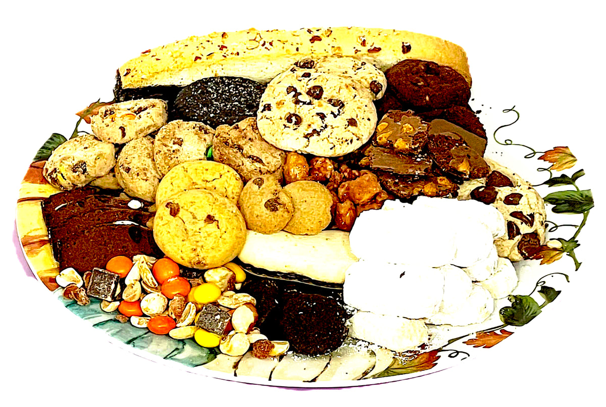 Festive Fall Gourmet and Chocolate Gift Basket. Hand-Crafted and Customizable with a huge double bow. Filled with chocolates, cookies, candy, snacks