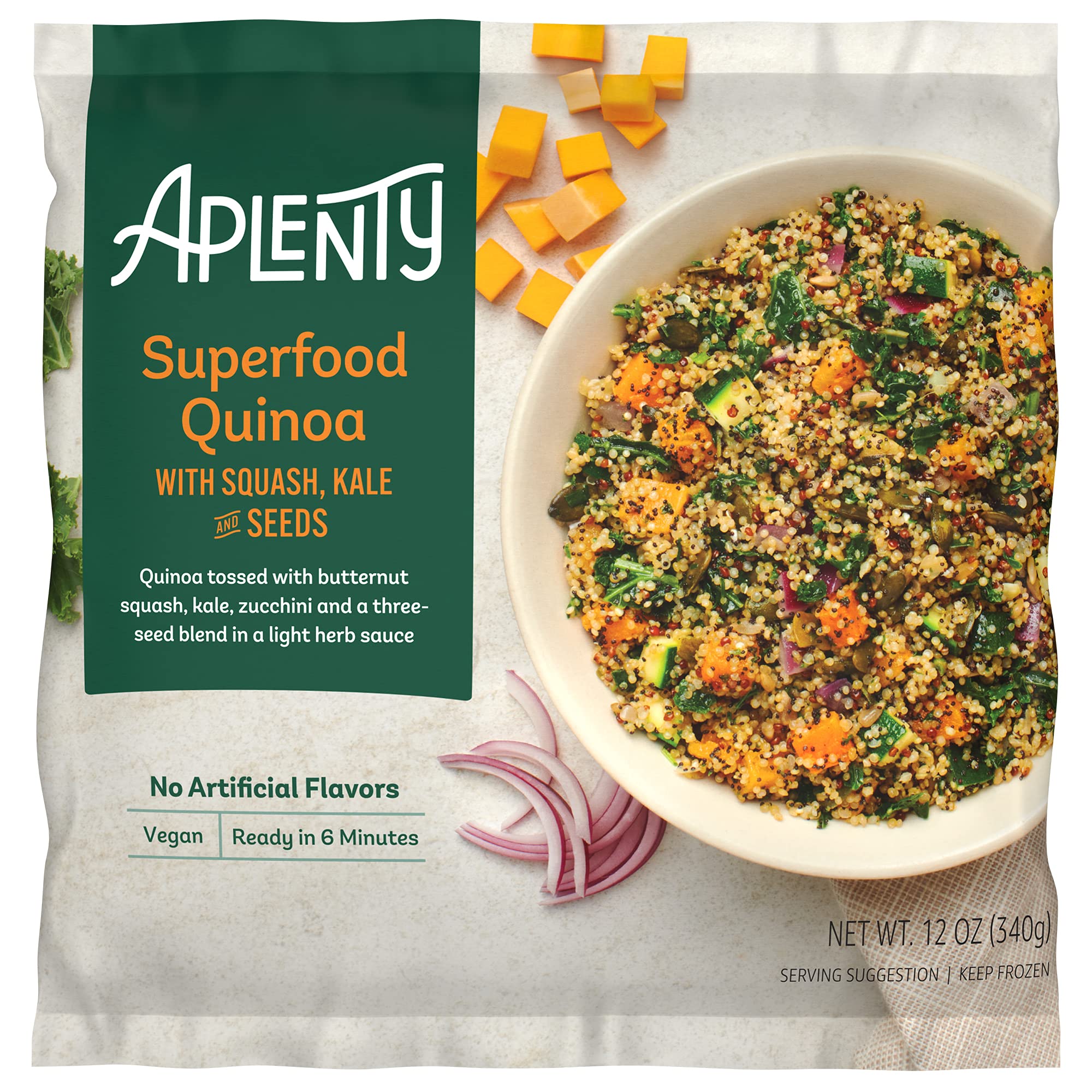 Amazon Brand - Aplenty, Superfood Quinoa with Squash, Kale and Seeds, 12 oz (Frozen)