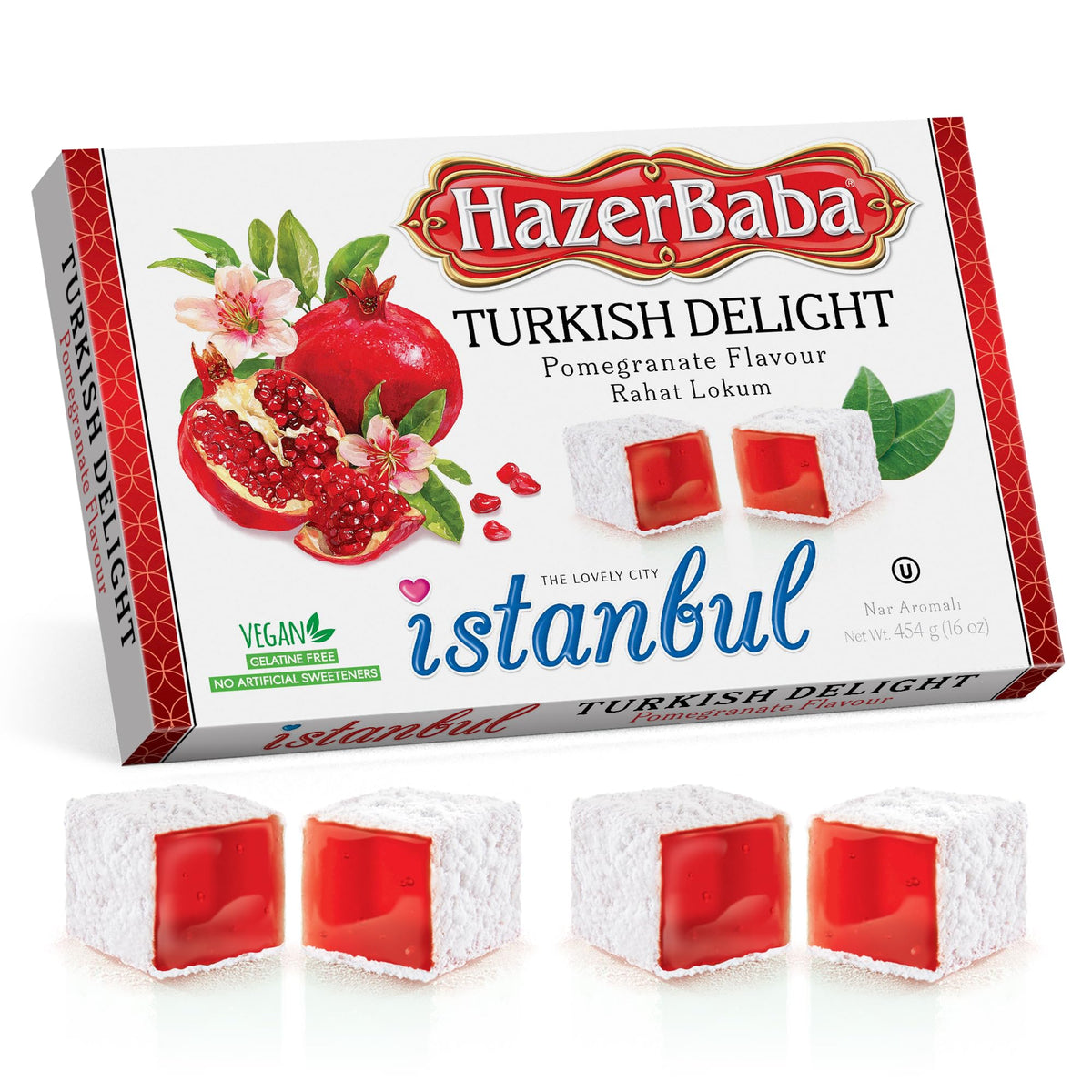 HazerBaba Turkish Delight Candy Pomegranate, 16 Oz (Pack of 1), Dulces