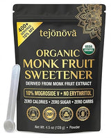Organic Monk Fruit Extract Powder 4.5 oz - Pure Monk Fruit Sweetener, No Erythritol, Zero Calorie Sugar Substitute for Coffee, Tea & Baking (412