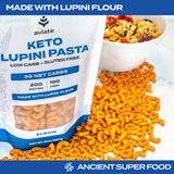 Aviate Keto Pasta Elbows - Low Carb (3g Net) Lupini Noodles, High Protein (20g), Gluten-Free, Made with Lupin Flour, Plant Based Vegan, Keto-Friendly