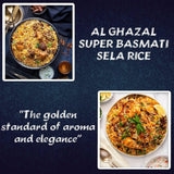 Al Ghazal Extra Long Super Basmati Sela Rice 10 Lbs / 4.54 kg, Non GMO, Extra Long Basmati Rice, White Rice, Vegan Dried Rice, BPA & Gluten Free, Zip Lock Bag, Non Sticky Grain