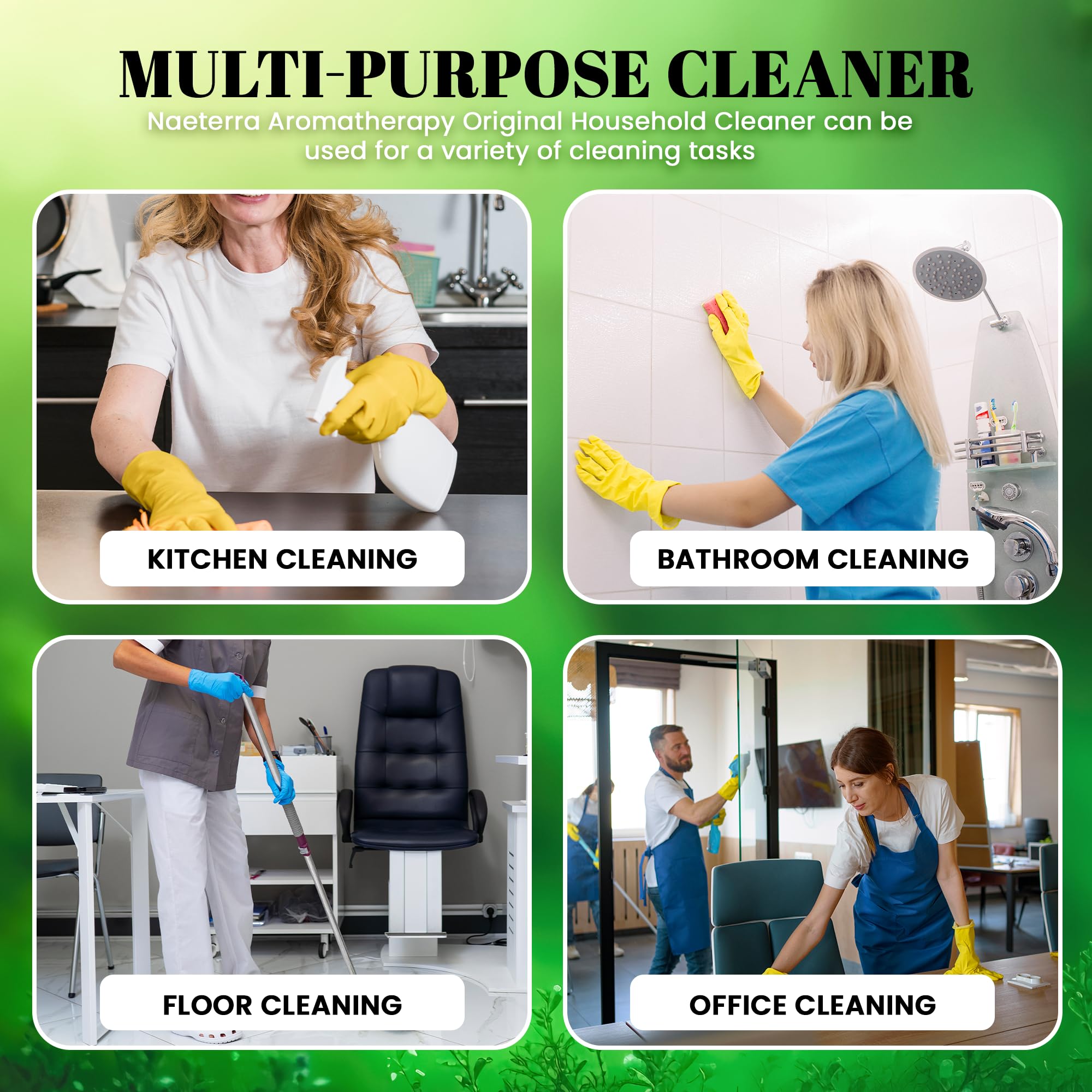 Naeterra Aromatherapy Cleaning Concentrate 32 oz - Natural All Purpose Multi Surface Cleaner - Plant Based Essential Oil Formula for Floors, Glass