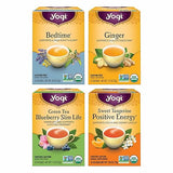 Yogi Tea Variety Pack - 16 Bags per Pack (4 Packs) - Organic Black, Green & Herbal Teas - Includes Bedtime, Ginger, Green Tea Blueberry Slim Life