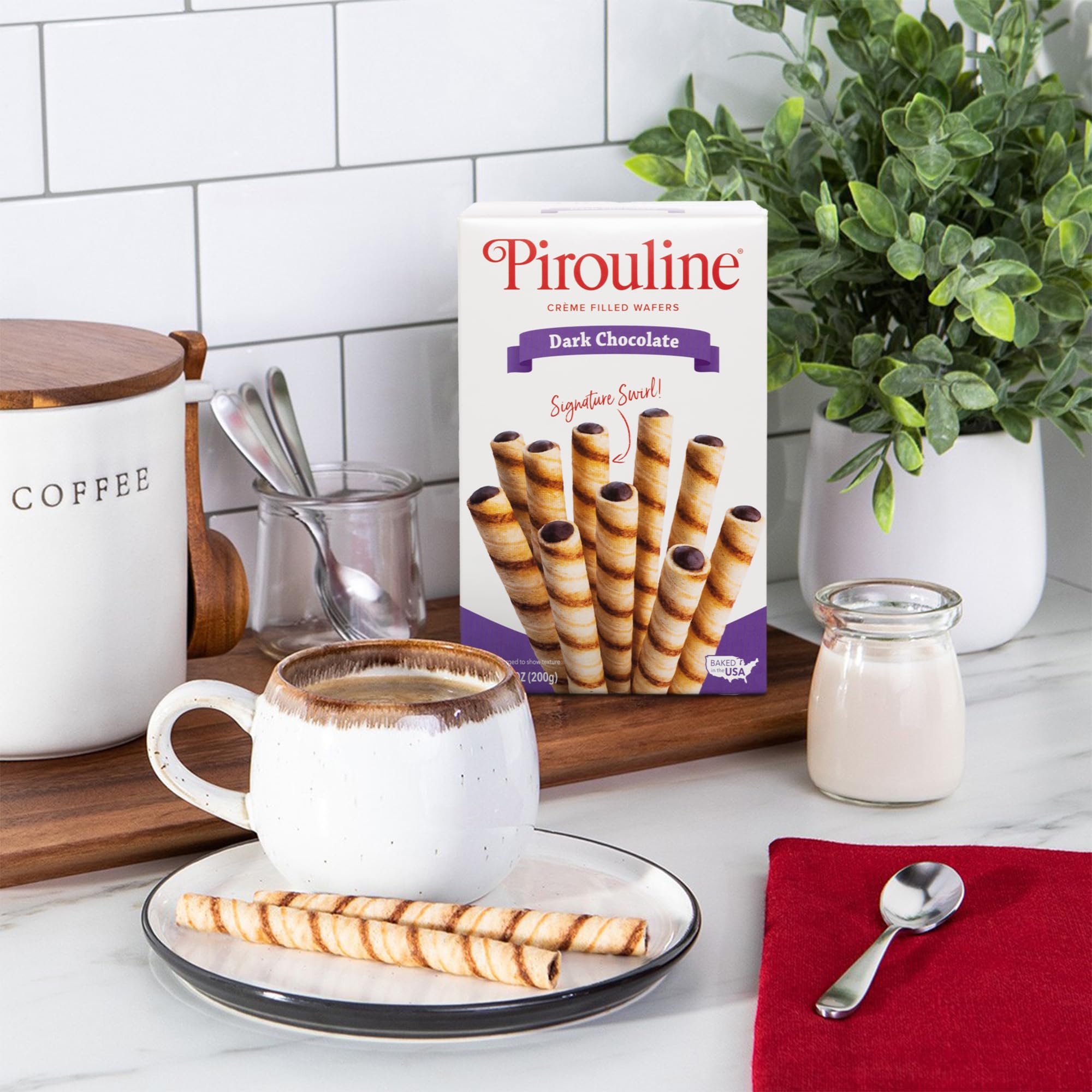 Pirouline Rolled Wafers - Dark Chocolate - Rolled Wafer Sticks, Crème Filled Wafers, Rolled Cookies for Coffee, Tea, Ice Cream, Snacks, Parties