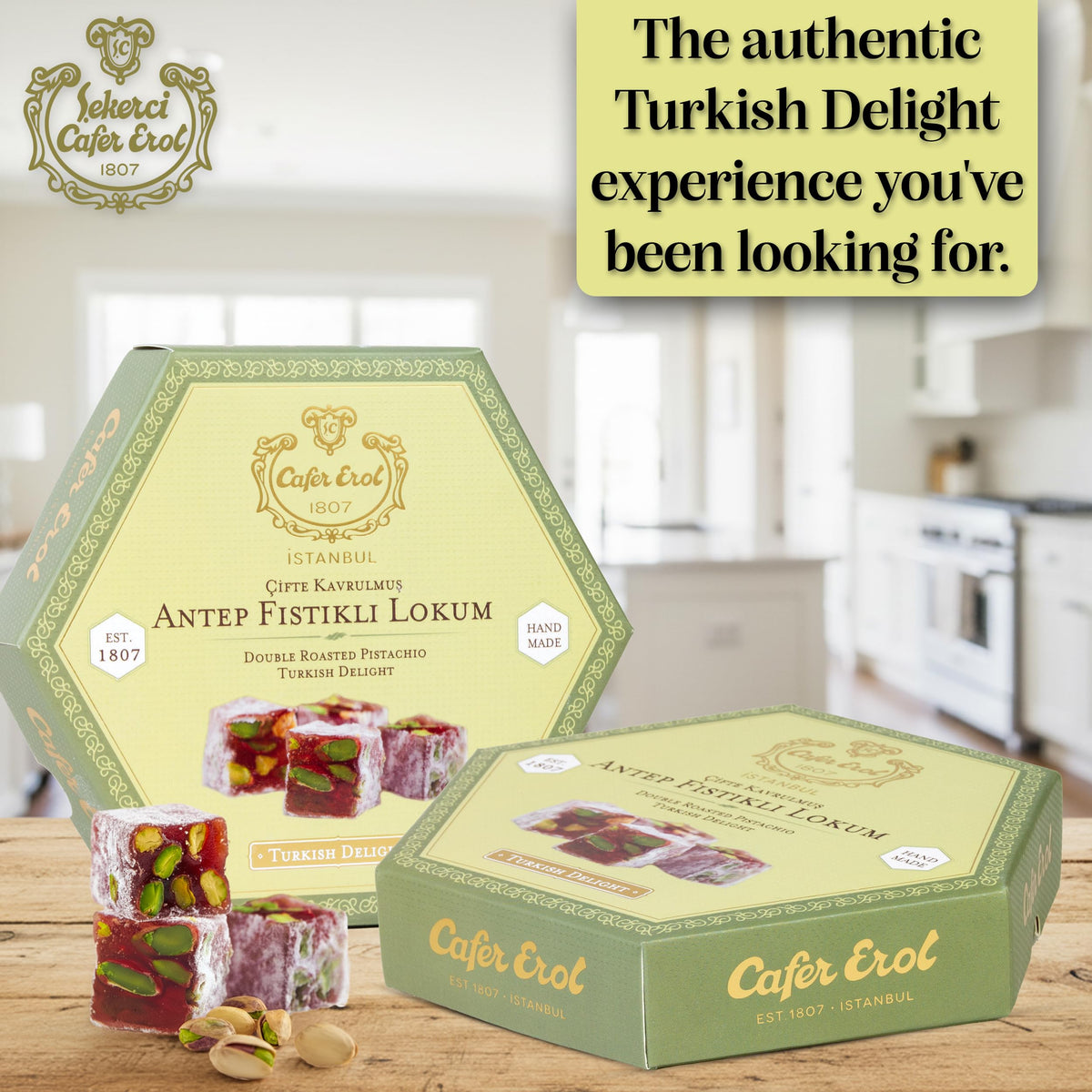 Sekerci Cafer Erol Double Roasted Pistachio Turkish Delight, 10.6 oz