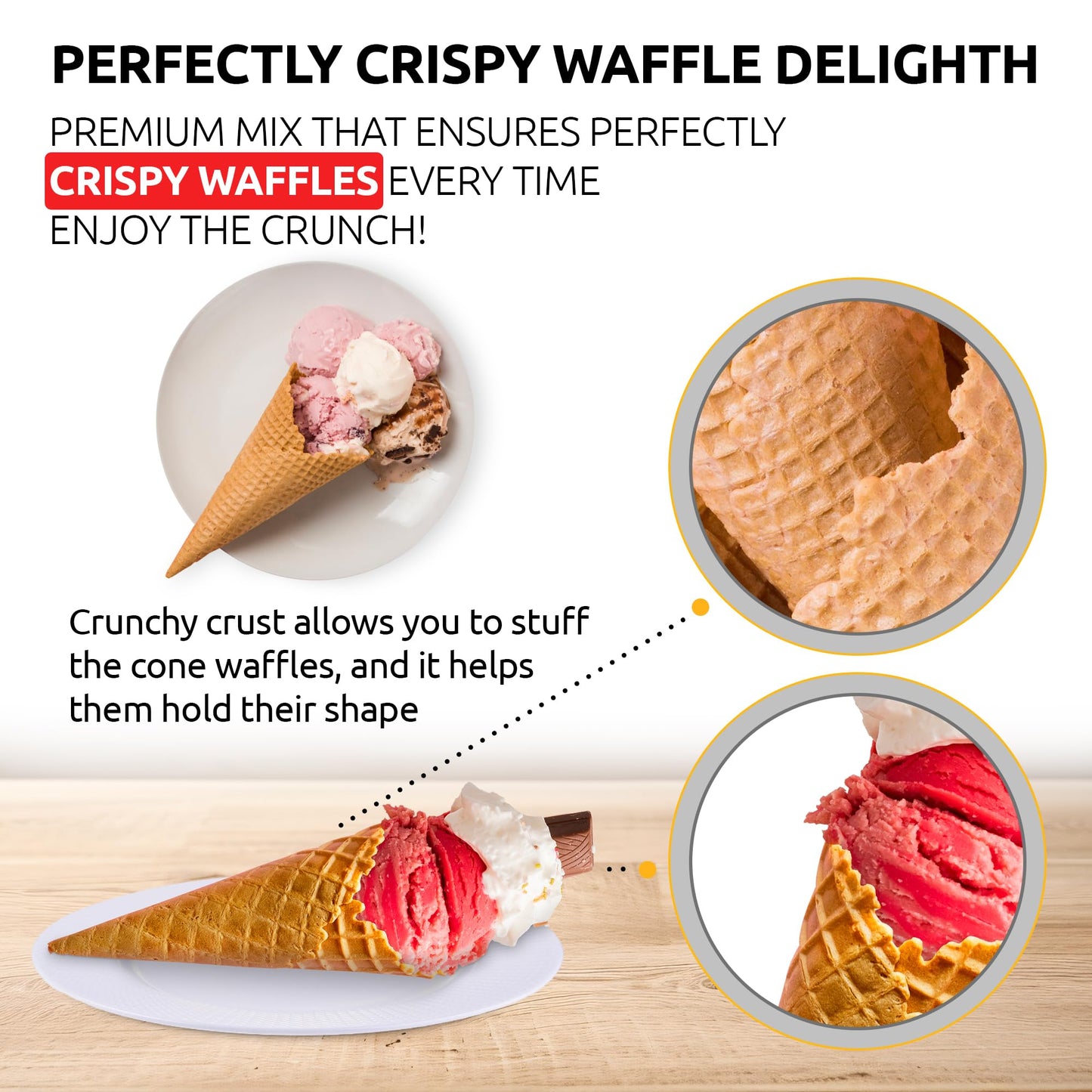OLDSOUL Professional Cone Waffle Mix | Vanilla Flavour | Batter Mix | 5 Lbs | 112 Waffles (5 Lbs, Traditional)