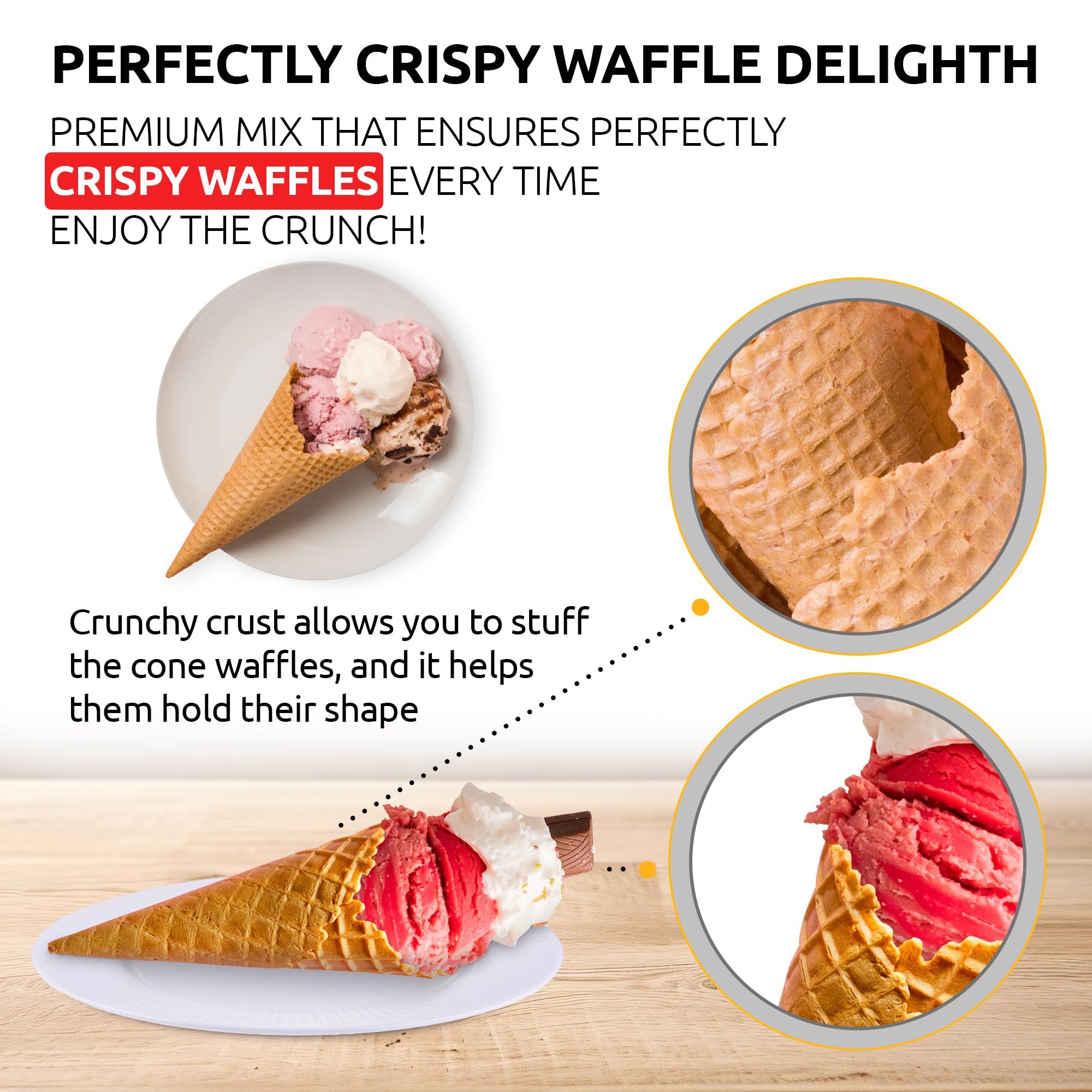 OLDSOUL Professional Cone Waffle Mix | Vanilla Flavour | Batter Mix | 5 Lbs | 112 Waffles (5 Lbs, Traditional)