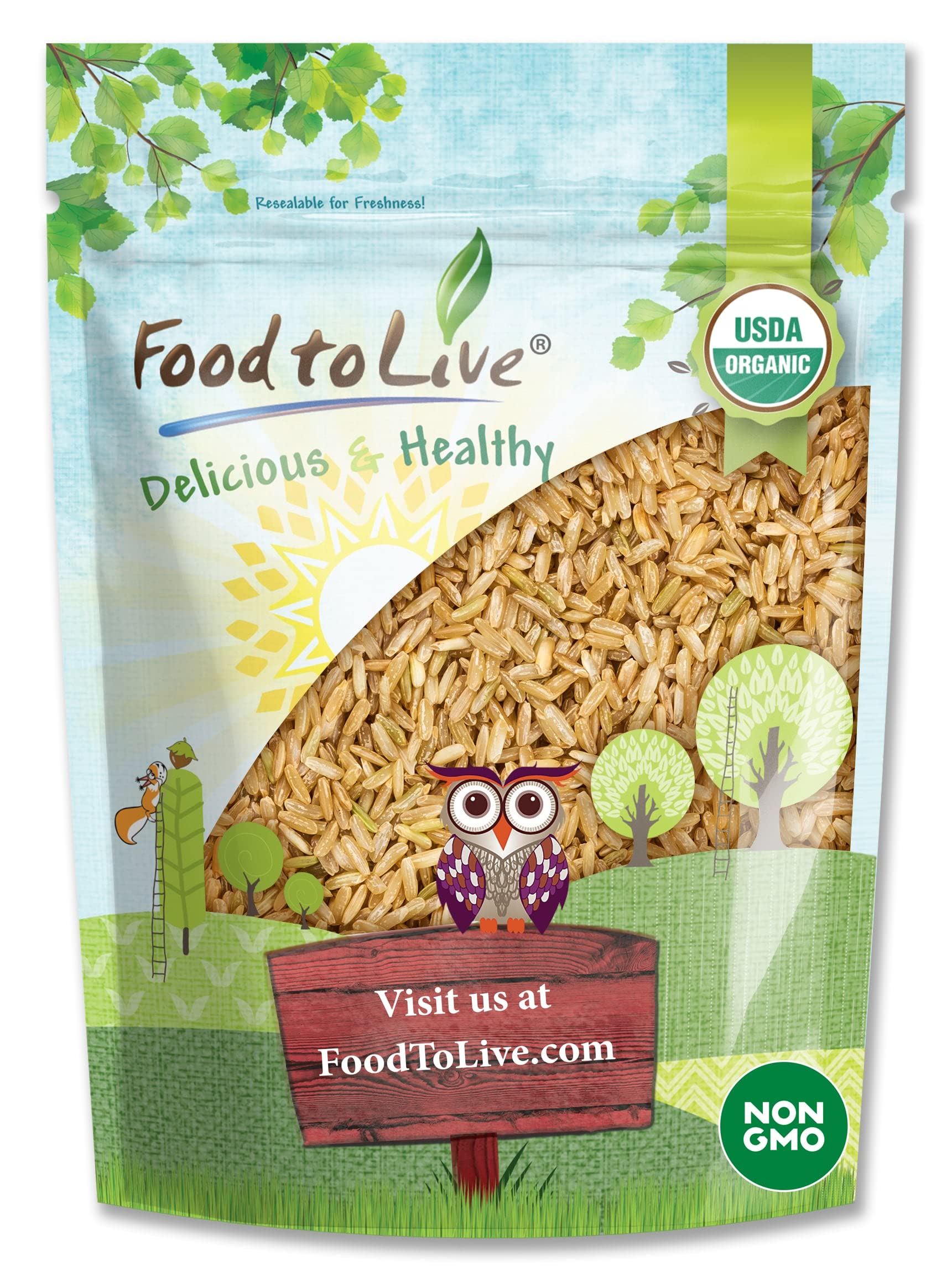Organic Brown Basmati Rice, 1 Pound - Non-GMO, Whole Grain, Long-Grain Rice Variety, Fragrant, Kosher, Vegan, Bulk. Less Starch Content. High in Dietary Fiber. Great for Making Stir-Fries, Curries