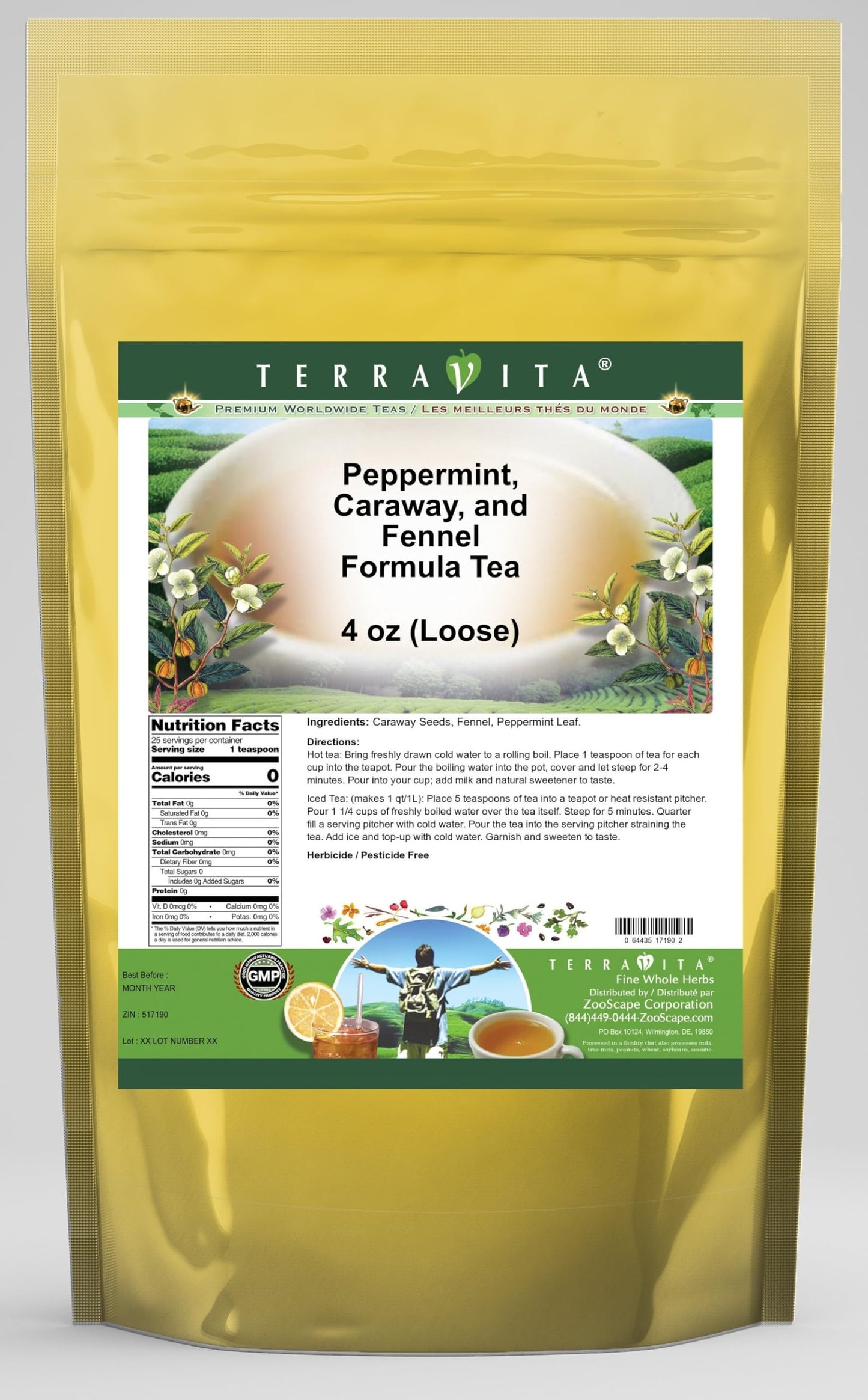 Peppermint, Caraway, and Fennel Formula Tea (Loose) (4 oz, ZIN: 517190) - 3 Pack