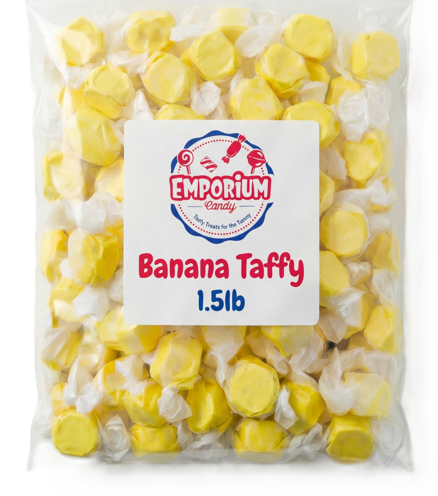Banana Salt Water Taffy Soft Chewy Candy Classic Banana Flavor, 1.5 lbs of Individually Wrapped Bulk Old Fashioned Boardwalk Treat