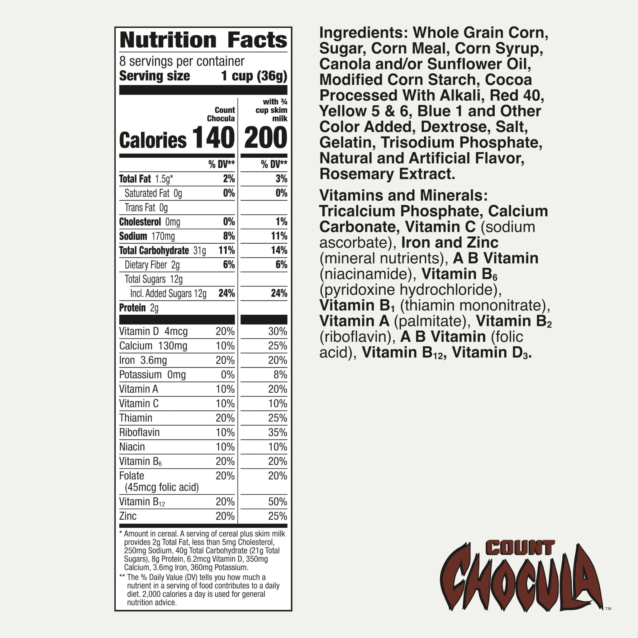 Count Chocula Cereal with Monster Marshmallows, Kids Breakfast Cereal, Limited Edition, Made with Whole Grain, 10.40 oz