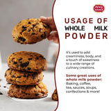 Spicy World Whole Milk Powder 3 LB Bulk Bag - RBST Hormone Free, Made in USA, Non-GMO, Premium Grade - Perfect for Baking, Drinking, and More!