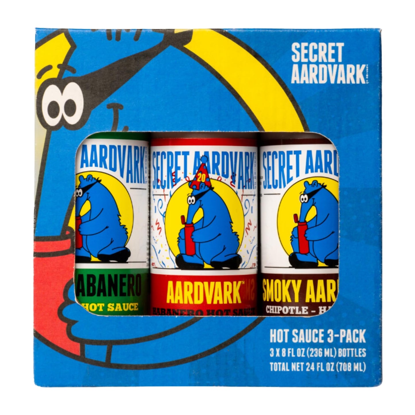Secret Aardvark Hot Sauce Variety Pack, Non-GMO, 3-Pack, 8 fl oz Each