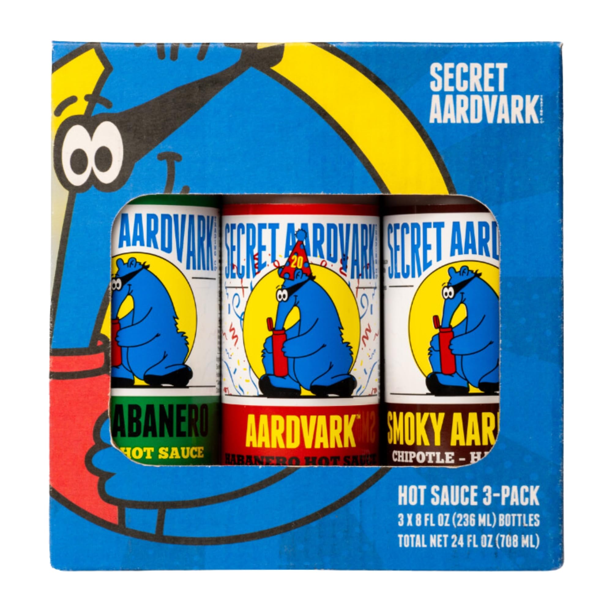 Secret Aardvark Hot Sauce Variety Pack, Non-GMO, 3-Pack, 8 fl oz Each