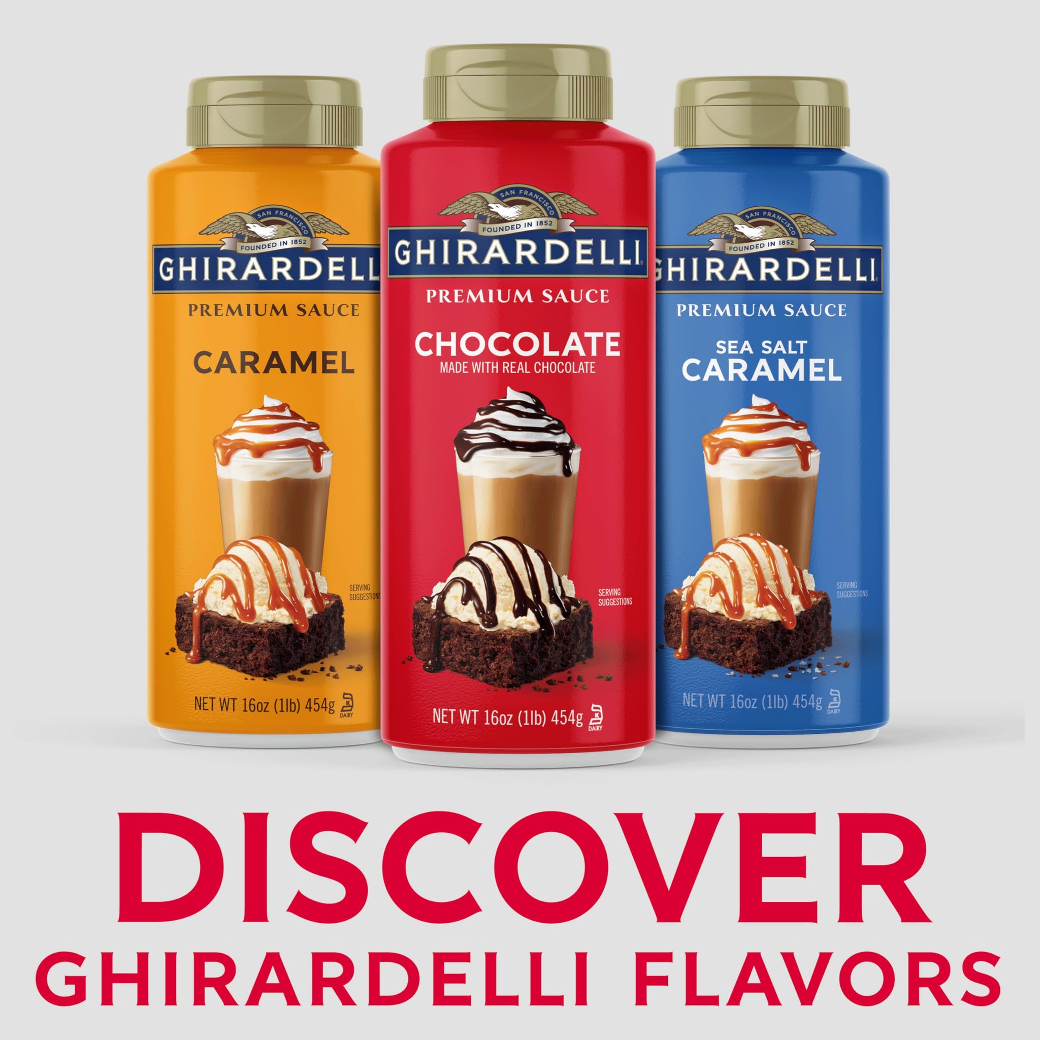 GHIRARDELLI Premium Dessert Sauce 16 oz Bottle, Chocolate - Rich Dessert & Coffee Topping Made with Real Chocolate