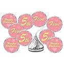 5th Birthday Kisses Stickers, Five Pink Kiss Labels for Girl Happy Birthday Party, Chocolate Drop Tabletop Decorations, Candy Not Included. Made in