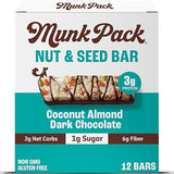 Munk Pack Fiber Nut Bars, Coconut Almond Dark Chocolate, Prebiotic Probiotic GLP-1 Snack, 5g Fiber, Gut Friendly Allulose, Plant Protein, Gluten Free