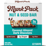 Munk Pack Fiber Nut Bars, Coconut Almond Dark Chocolate, Prebiotic Probiotic GLP-1 Snack, 5g Fiber, Gut Friendly Allulose, Plant Protein, Gluten Free