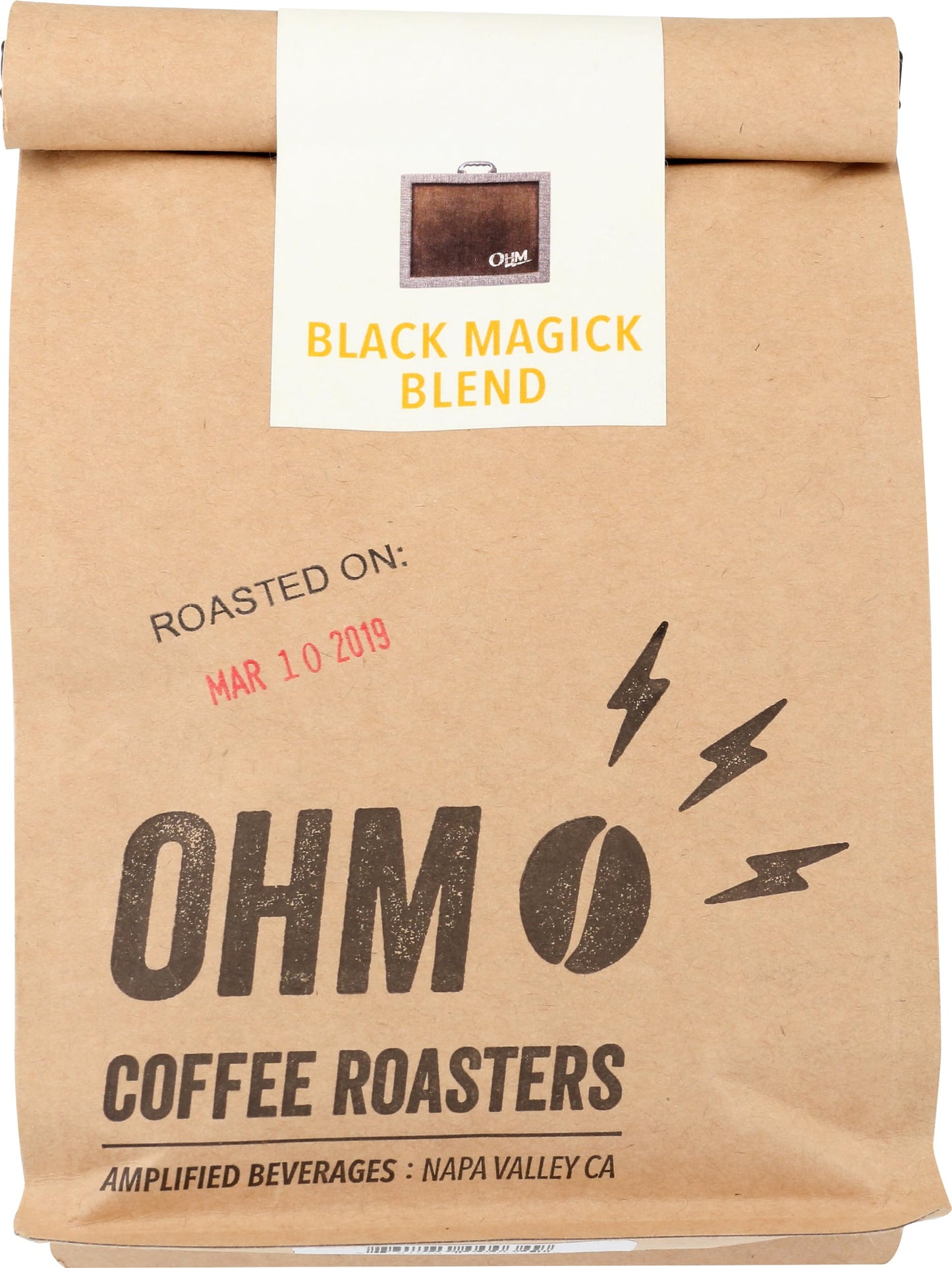 Ohm Coffee Roasters Black Magick Blend, Medium-Dark Roast, 12oz bag