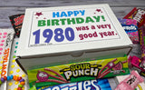 RETRO CANDY YUM ~ 1980 46th Birthday Ideas ~ Retro Decade 80s Candy Gag Gift Basket Box Assortment From Childhood ~ Milestone Birthday Gifts