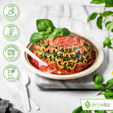 Ecovita 100% Compostable Paper Plates [9 in.] COMPARTMENTS - 150 Disposable Plates Eco Friendly Sturdy Tree Free Liquid and Heat Resistant Alternative