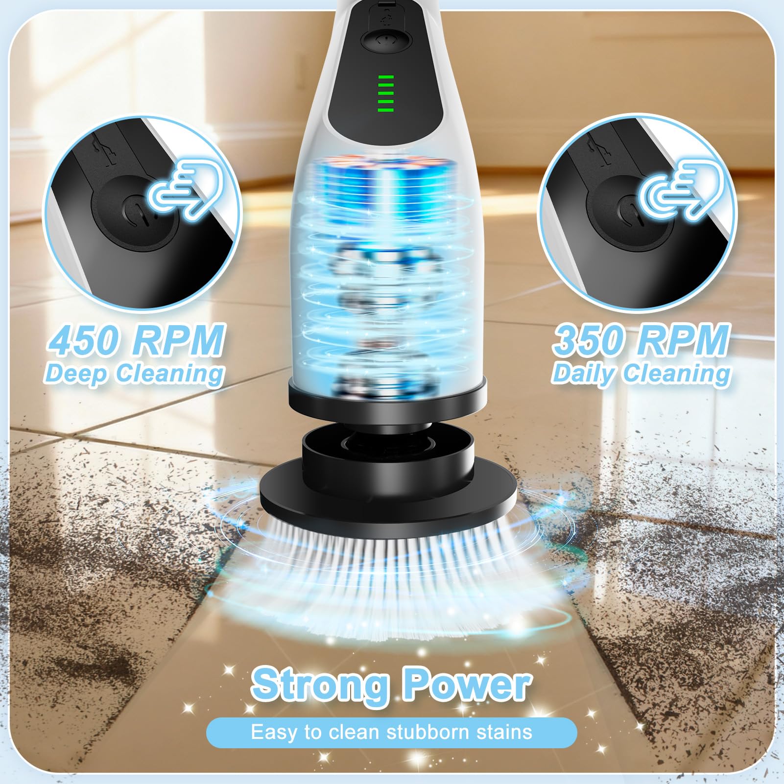 Homlab Electric Spin Scrubber, Cordless Cleaning Brush with 8 Replaceable Brush Heads, Shower Scrubber with Adjustable Extension Handle, Waterproof