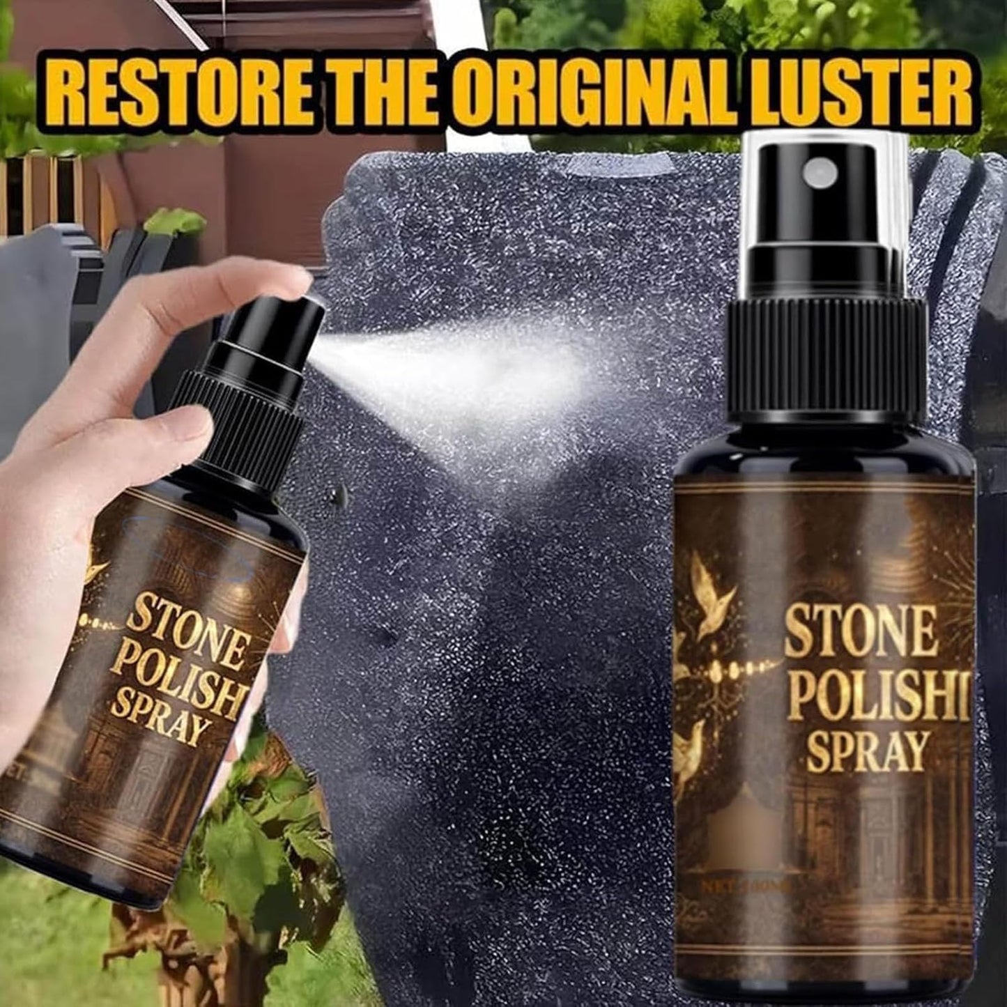 BPiYHUM Tombstone Polish Spray With Towel, Headstone Cleaner for Graves, Gravestone Cleaning Solution Kit, Gentle Stone Care Restorer for Granite