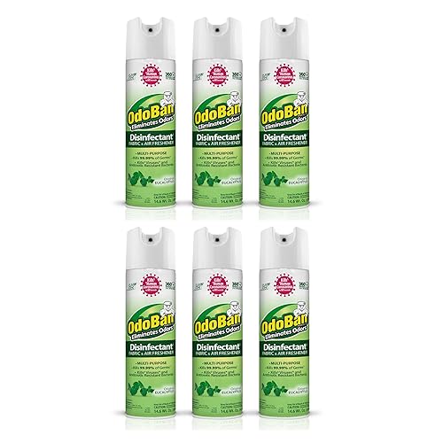 OdoBan Ready-to-Use 360-Degree Continuous Spray Disinfectant and Harsh Aroma Eliminator, Fabric and Air Freshener, 6 Pack, 14.6 Ounces Each, Original