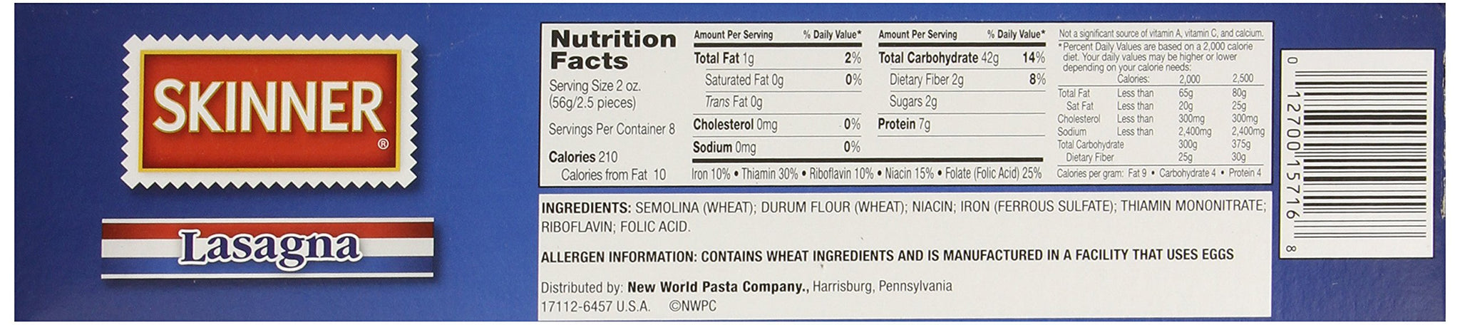 Skinner Lasagne Carton 16 Ounces, 16 Ounce