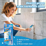 Bleach Pen for Clothes & Grout, 4 in 1 Dual-Tip Stain Remover Gel Pen with Precision Tip & Brush Head, Portable Travel-Size Cleaner for White Laundry