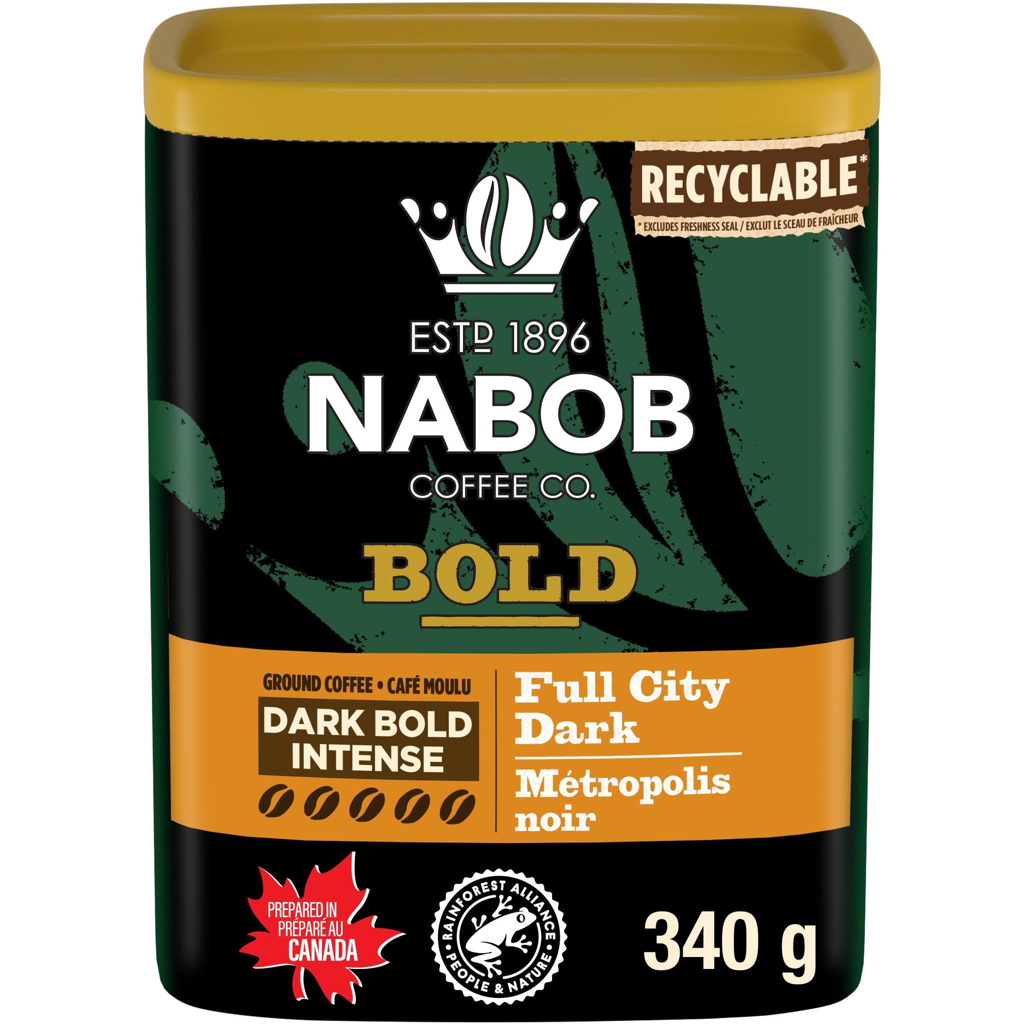 Nabob Bold Full City Dark - 340g/12 oz., Recyclable Flavor-Lock Package {Imported from Canada}