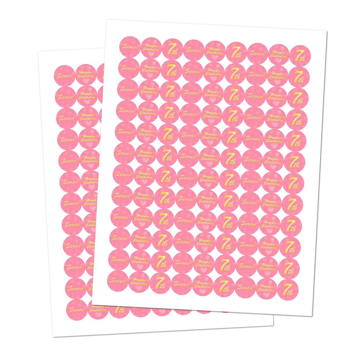 7th Birthday Kisses Stickers, Seven Pink Kiss Labels for Girl Happy Birthday Party, Chocolate Drop Tabletop Decorations, Candy Not Included. Made in