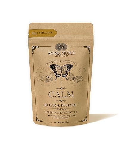 Anima Mundi Apothecary Calm Stress Relief Tonic Tea - Loose Herbal Blend Tea with Chamomile, Rose and Ashwagandha (2oz / 57g)