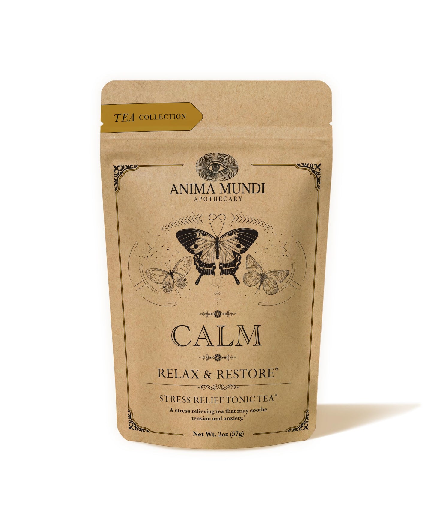 Anima Mundi Apothecary Calm Stress Relief Tonic Tea - Loose Herbal Blend Tea with Chamomile, Rose and Ashwagandha (2oz / 57g)