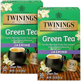 Twinings Green Tea With Jasmine, Individually Wrapped Bags, Fragrant Floral Scent, Caffeinated, 20 Count, (Pack of 2)