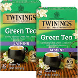 Twinings Green Tea With Jasmine, Individually Wrapped Bags, Fragrant Floral Scent, Caffeinated, 20 Count, (Pack of 2)