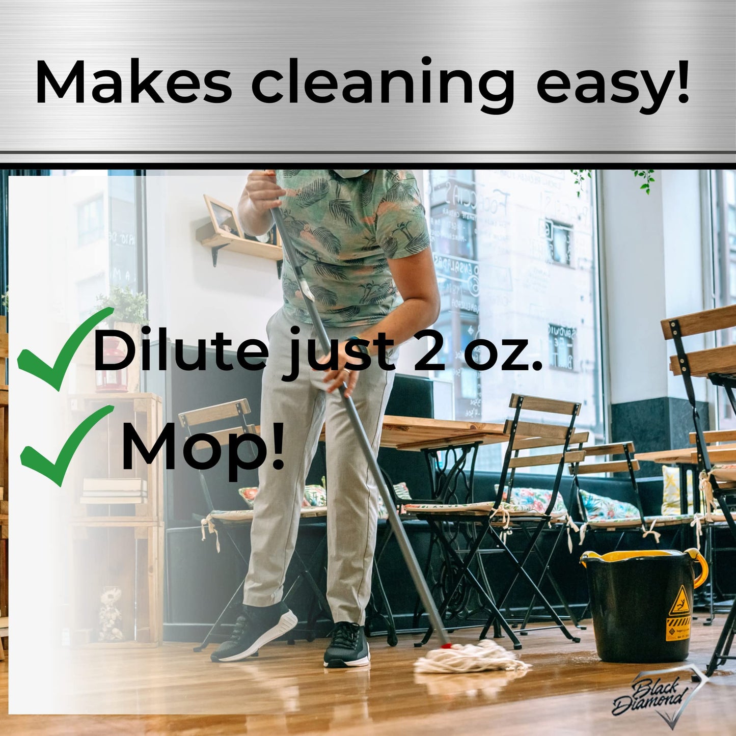 Restaurant Bio-Deodorizing Floor Cleaner - Heavy Duty Commercial Concentrated Enzyme Degreaser and Odor Eliminator for Mopping Tile, Laminate
