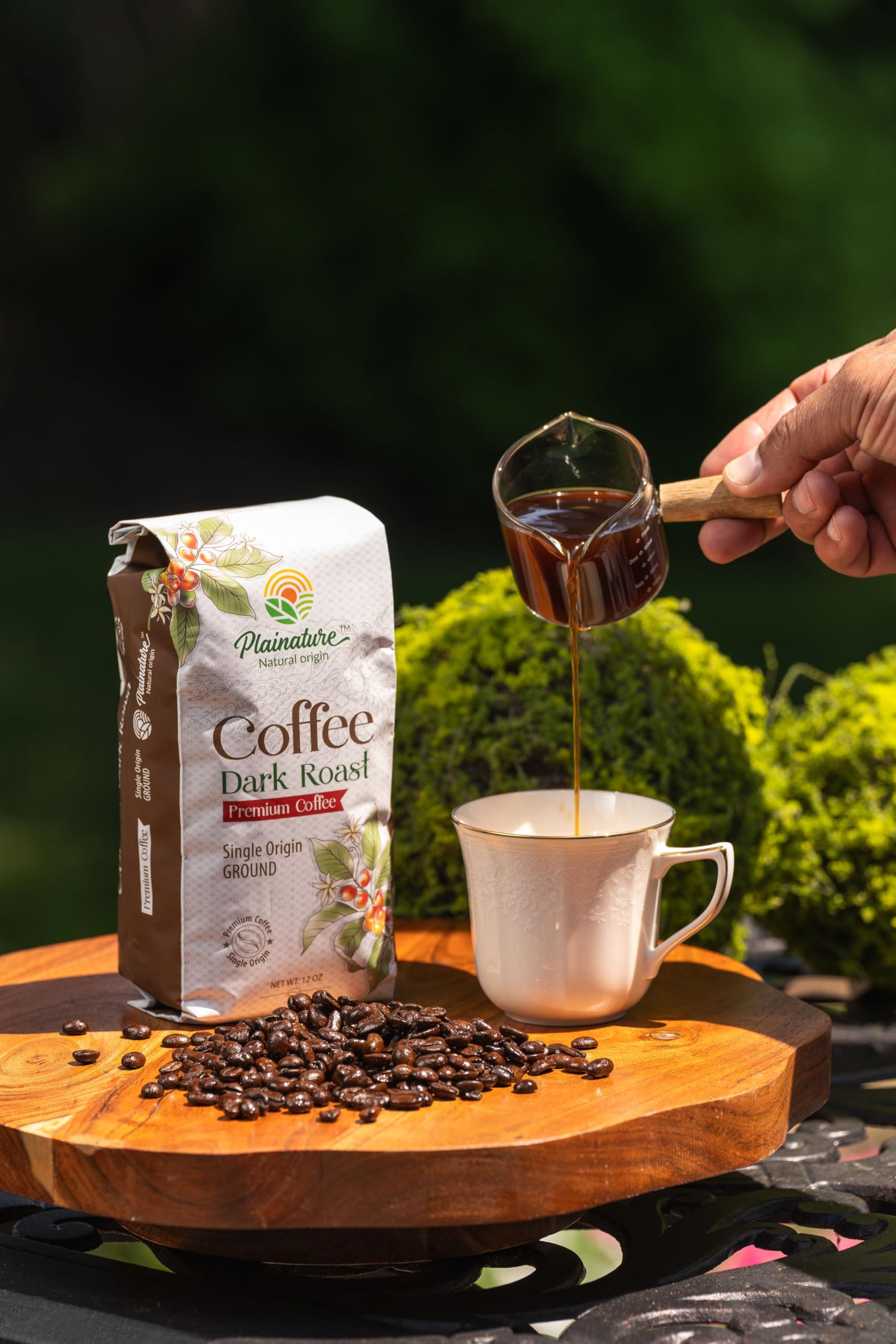 Plainature Dark Roast Ground Coffee - Single Origin, Arabica, With A Pleasant Crispness And Rich Aroma - Grown At High Altitudes And Sun-Dried