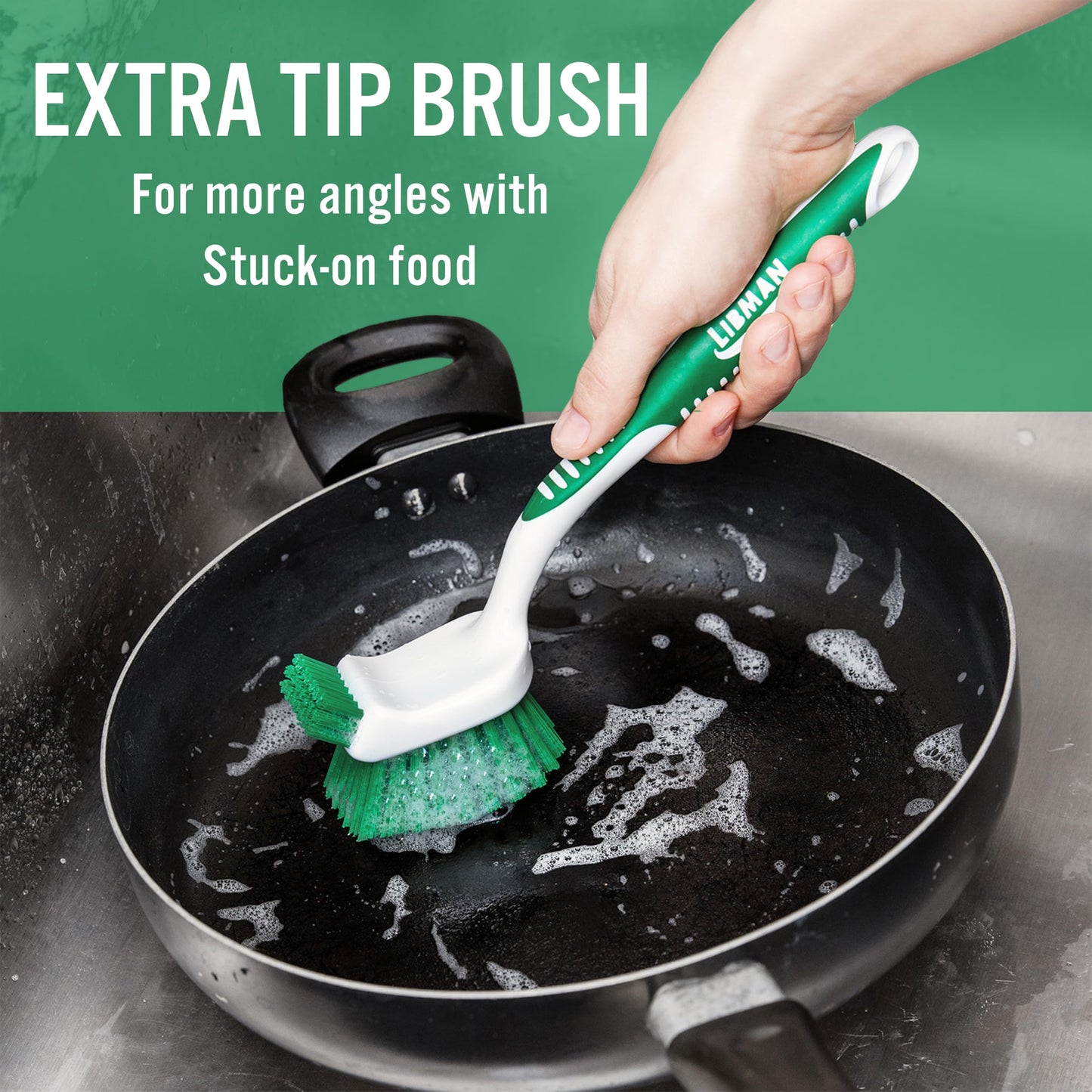 Libman Dish Brush Set with Long Handle - Deep Cleaning Brushes - Dish Scrubber & Scraper - Kitchen Scrub Brush for Dishes, Sinks, Pots, Pans