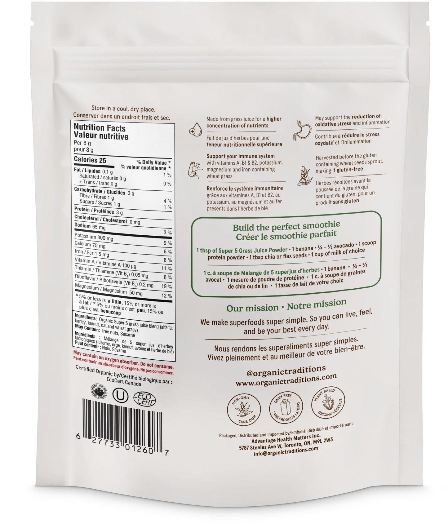 Organic Traditions Super 5 Grass Juice Blend, 150 GR