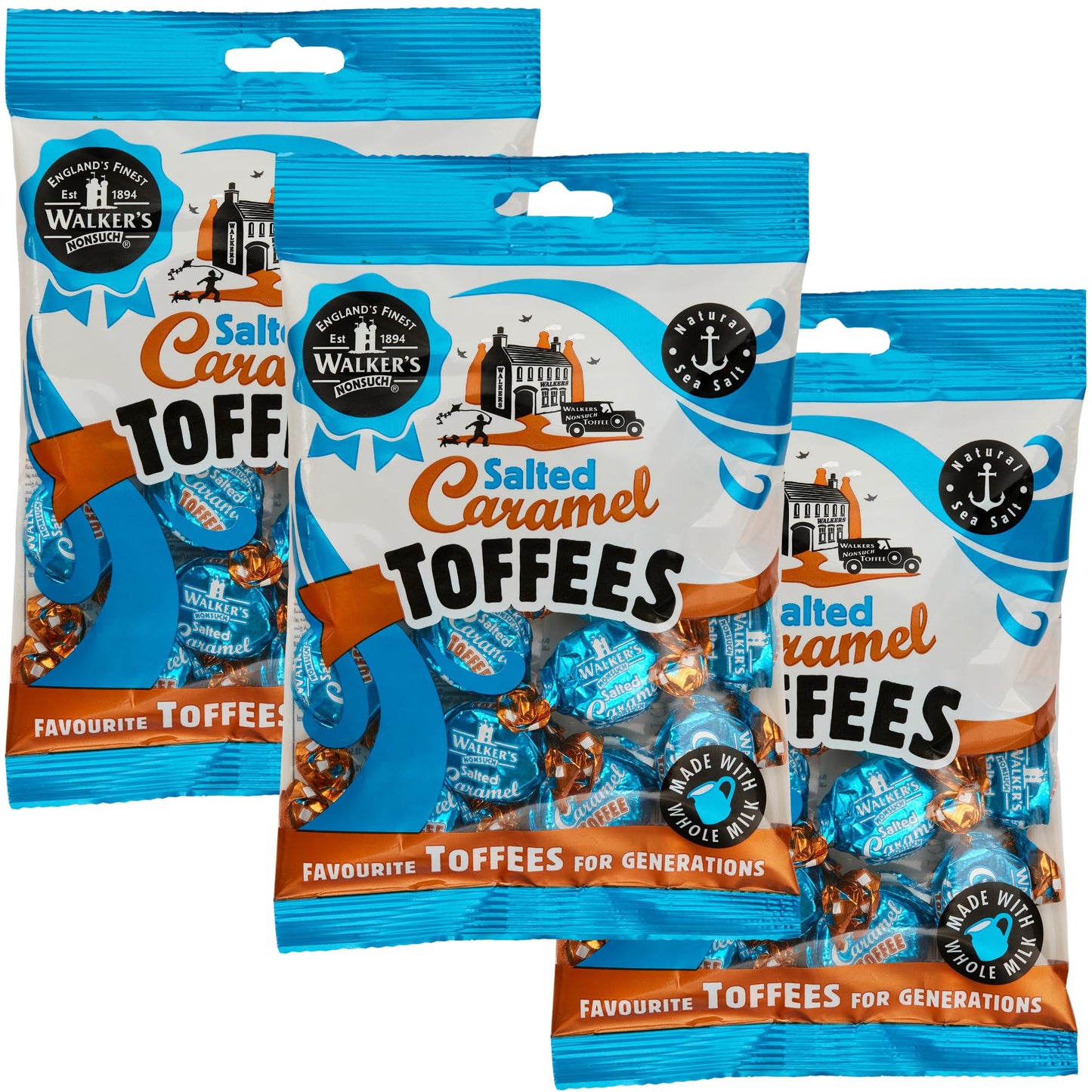 Walkers' Nonsuch Salted Caramel Toffees | with Butter & Whole Milk | Imported from the UK | Traditional British Candy | Individually Twist Wrapped