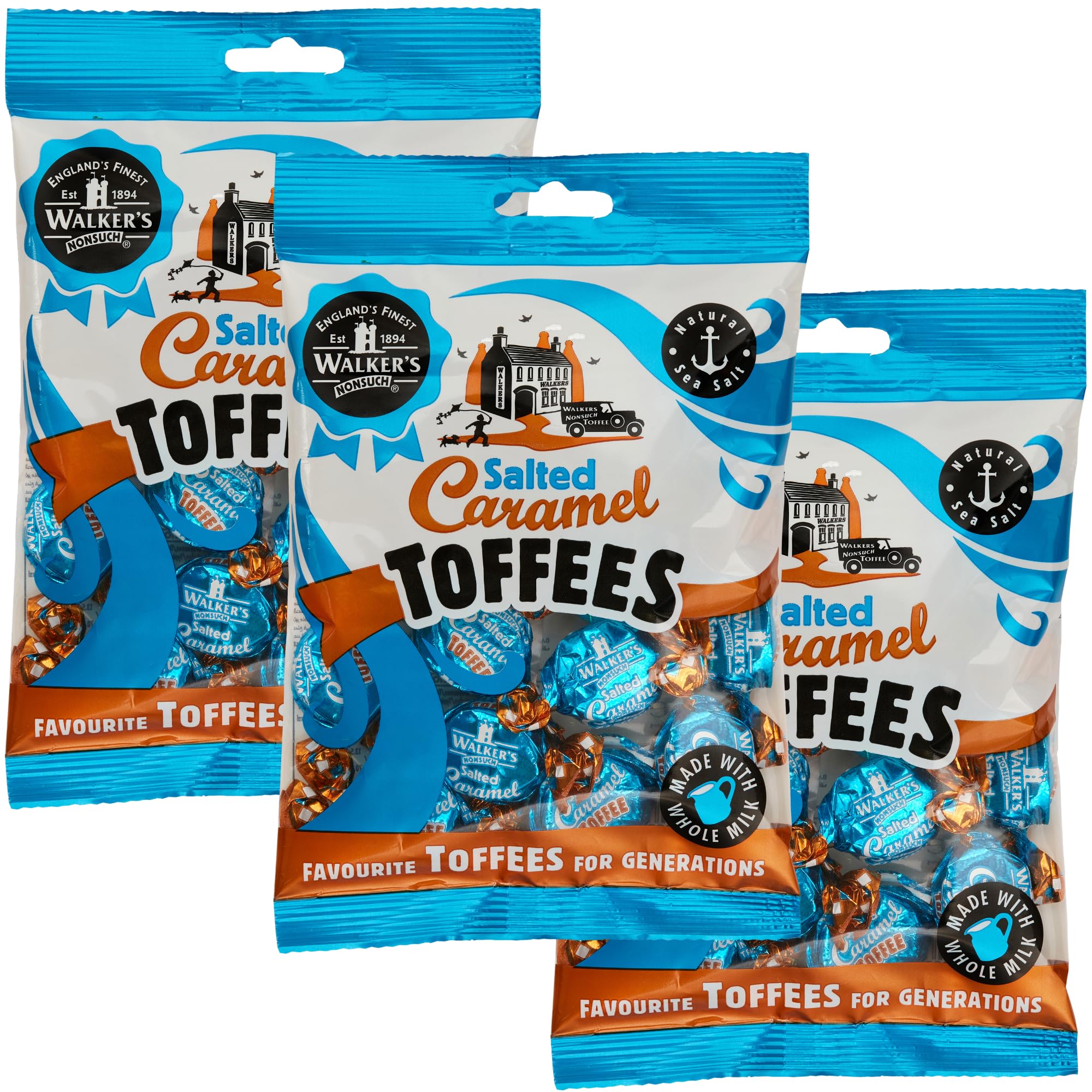 Walkers' Nonsuch Salted Caramel Toffees | with Butter & Whole Milk | Imported from the UK | Traditional British Candy | Individually Twist Wrapped
