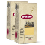 Granoro Egg Lasagne Oven Ready Pasta Sheets #120 - Authentic Italian Durum Wheat Semolina & Eggs pasta for Baking, 17.6oz Bags (Pack of 2)