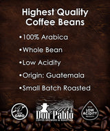 2LB Pablo's Pride Guatemala - Medium-Dark Roast - Whole Bean Arabica Coffee - Low Acidity - 2 Pound Bag