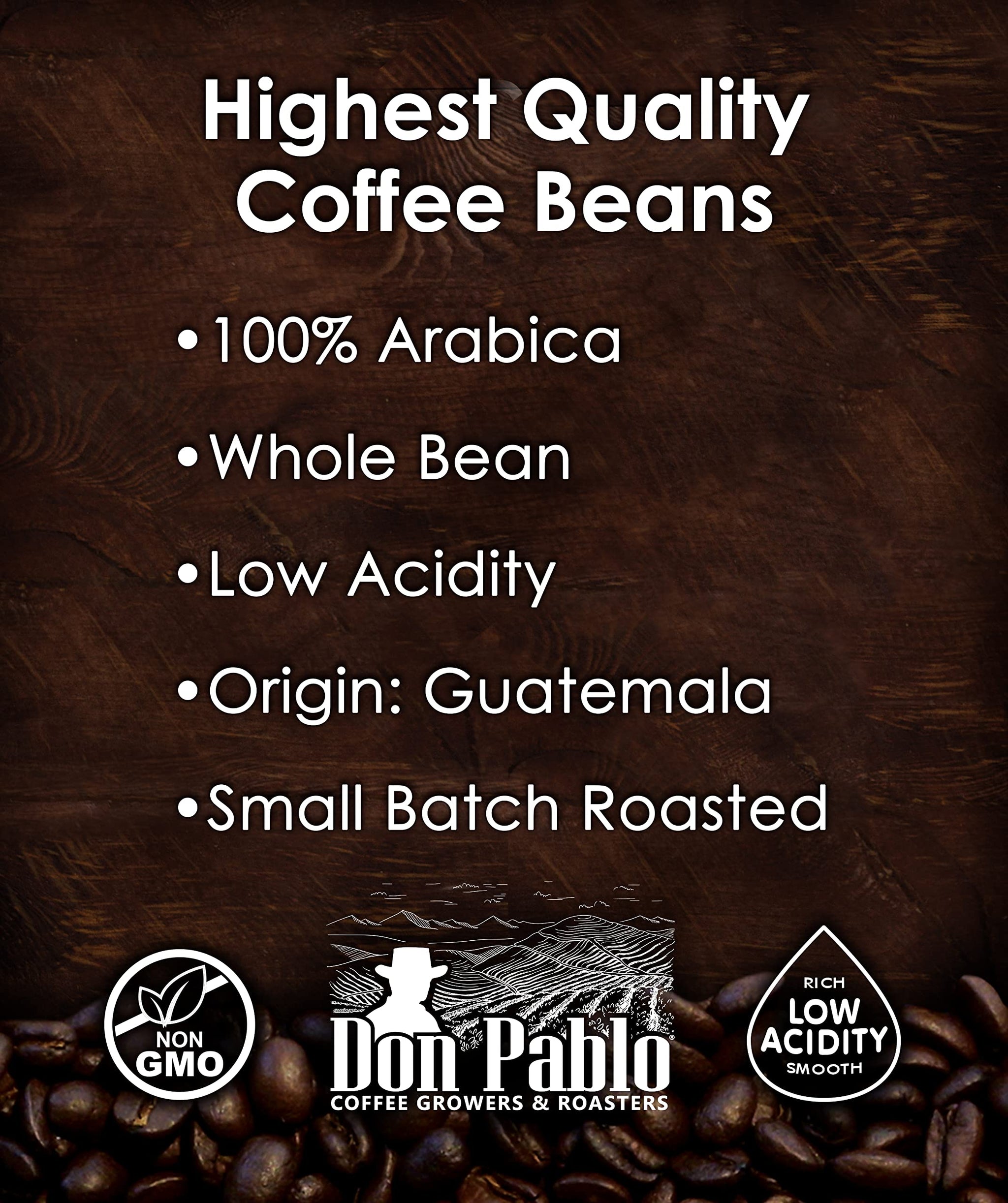 2LB Pablo's Pride Guatemala - Medium-Dark Roast - Whole Bean Arabica Coffee - Low Acidity - 2 Pound Bag