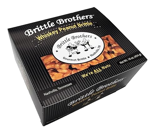 Brittle Brothers Whiskey Flavored Peanut Brittle - 16 oz. Gift Box - Gourmet Candy