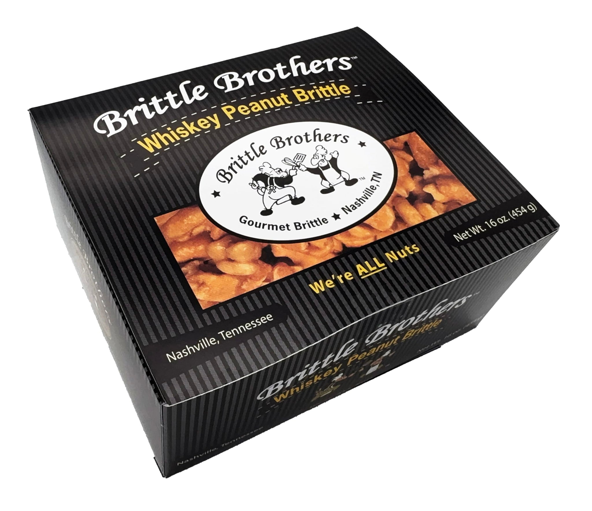 Brittle Brothers Whiskey Flavored Peanut Brittle - 16 oz. Gift Box - Gourmet Candy