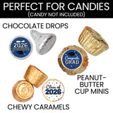 DISTINCTIVS Class of 2026 Graduation Candy Stickers for Chocolate Drops, Blue Grad Party Favors - 216 Count